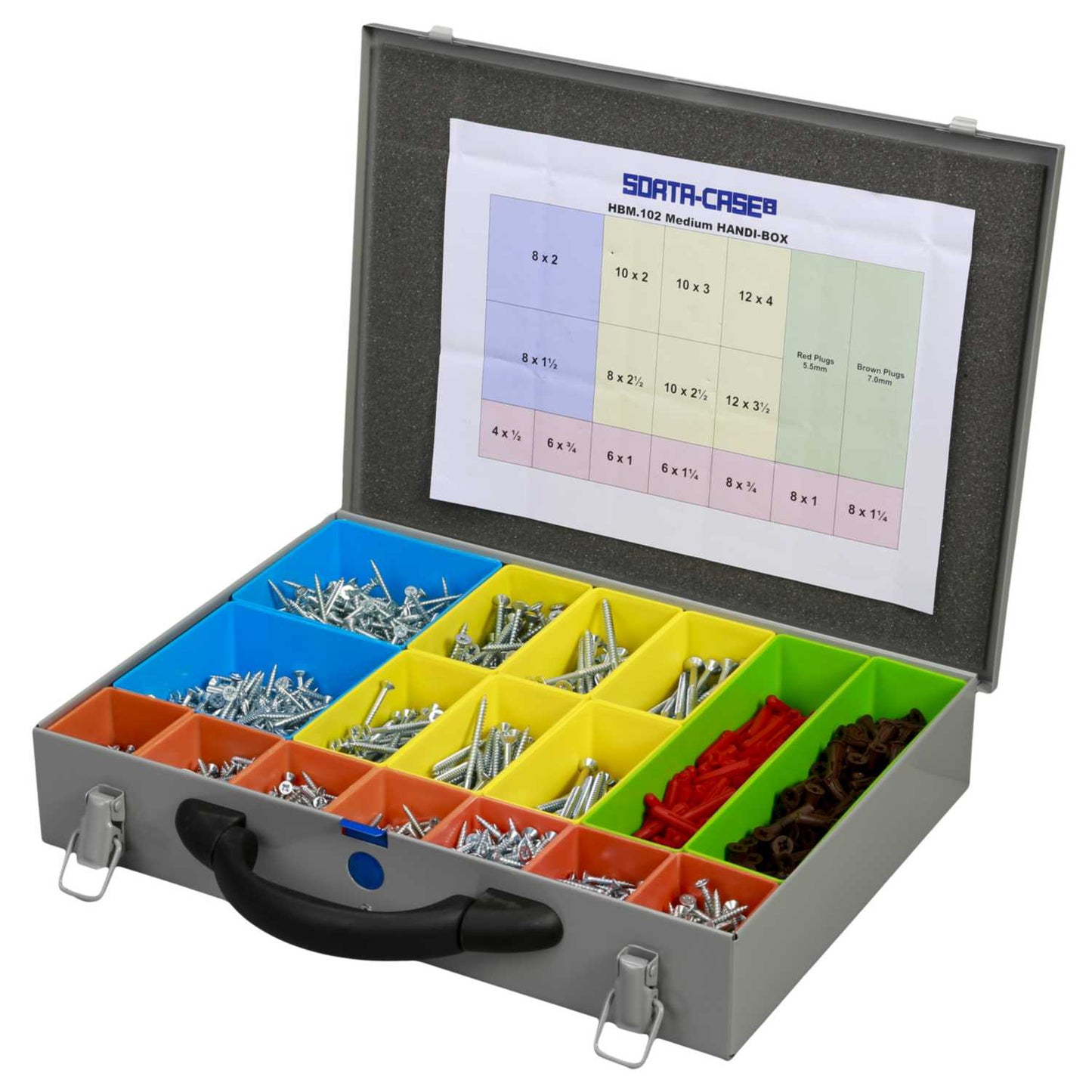 Sorta-Case Medium Handi Box with Twin Thread Screws and Plug Assortment