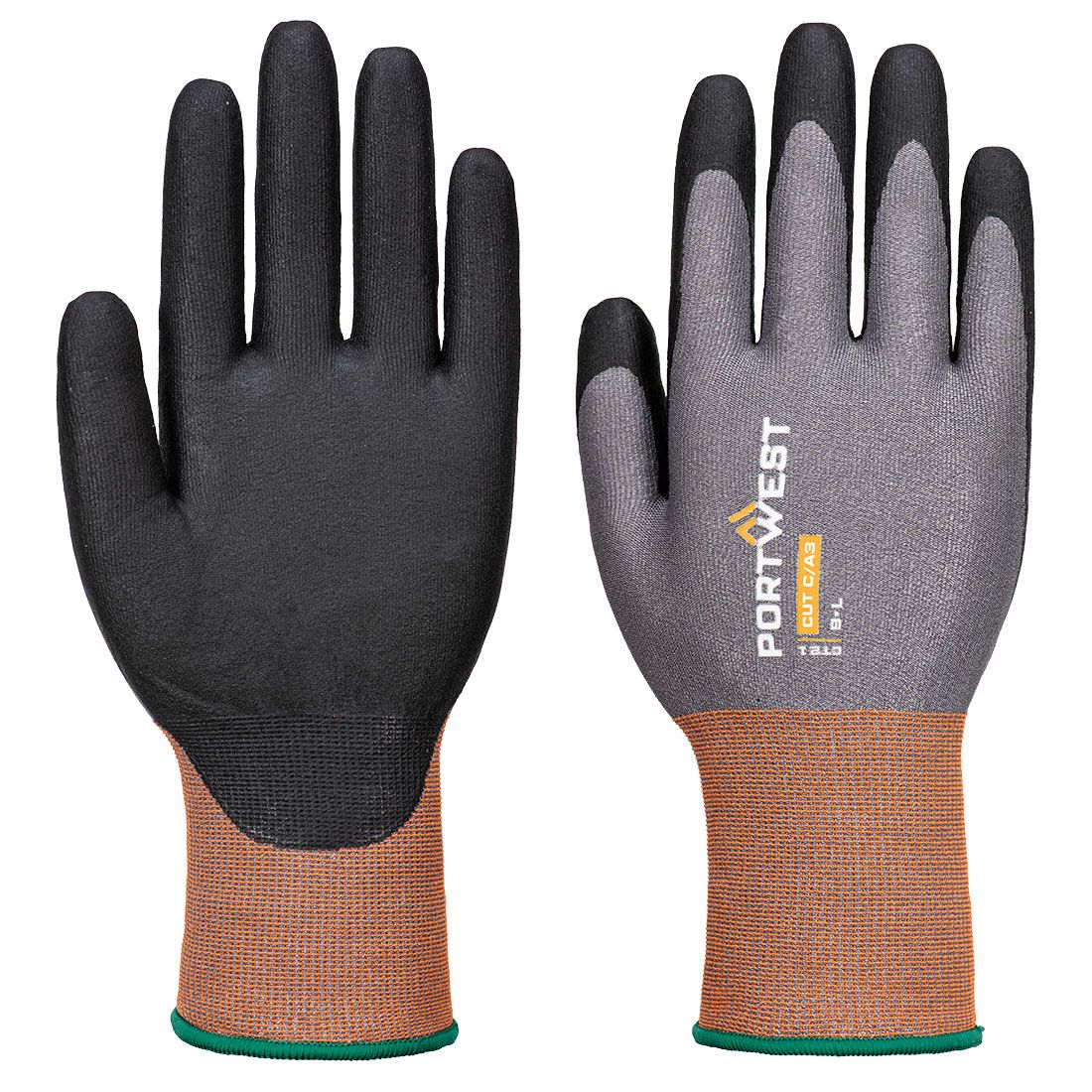 CT Cut C21 Nitrile Glove, L, R, Grey/Black