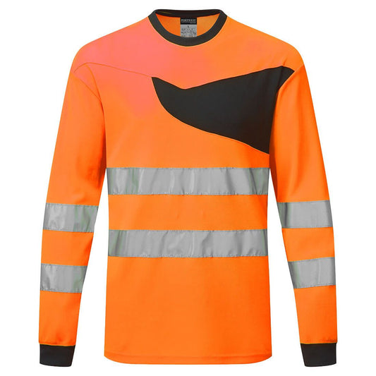 PW2 Hi-Vis T-Shirt L/S, 4XL, R, Orange/Black