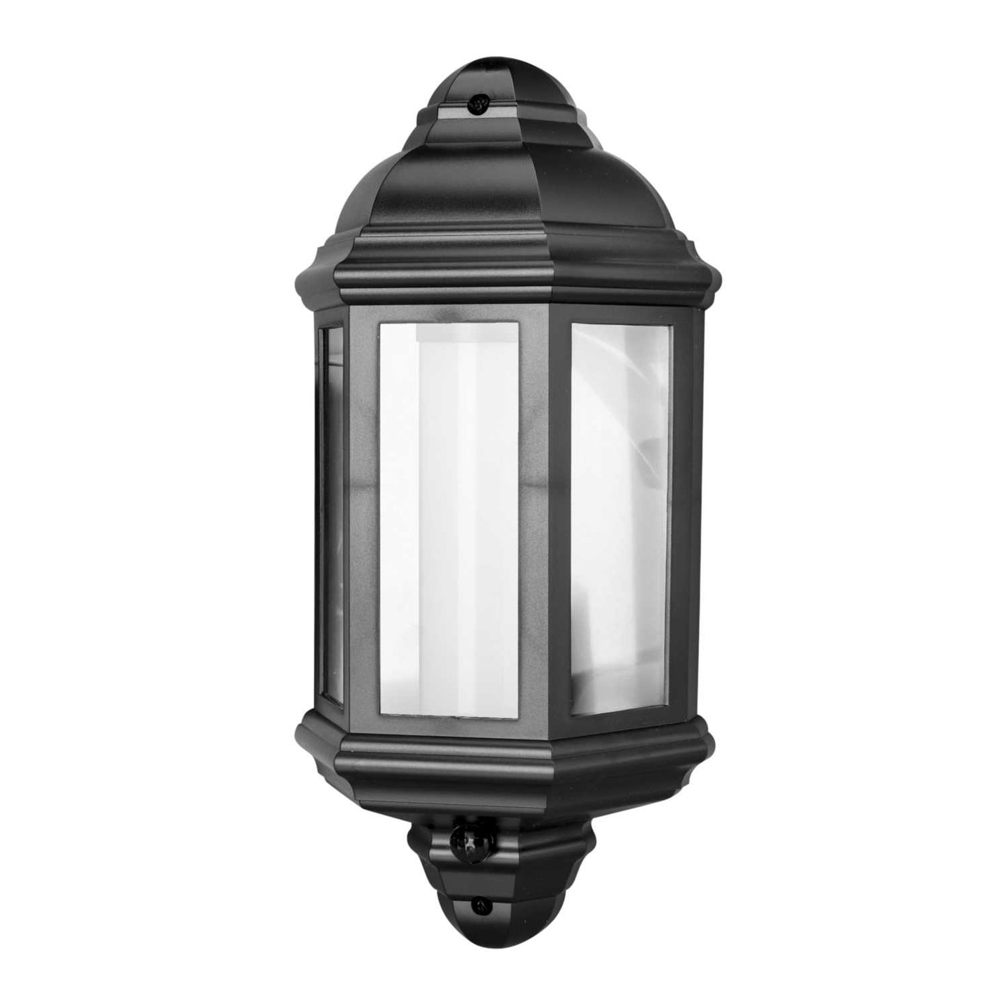 Xcite Traditional 7W LED Half Coach Lantern with PIR Black 4000K