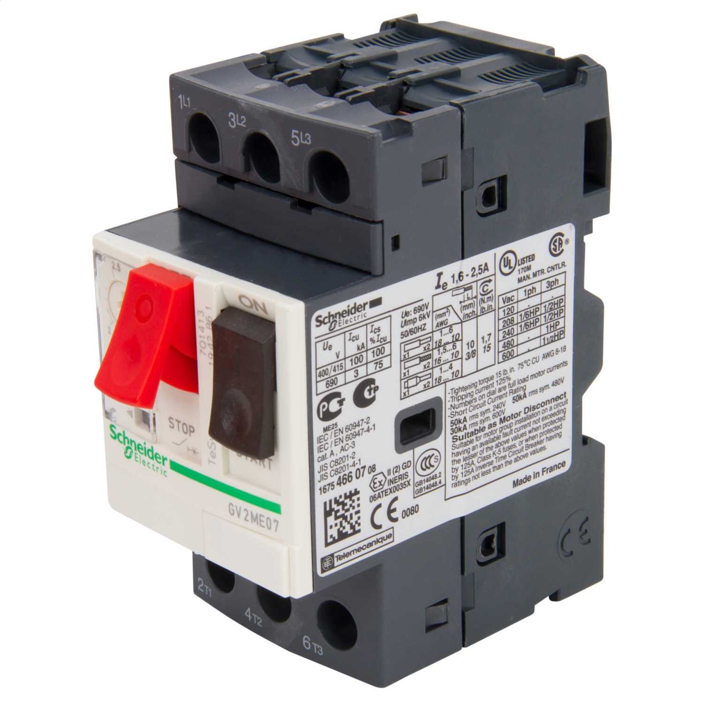 Schneider TeSys 1.6A to 2.5A 100kA Thermal Magnetic Circuit Breaker