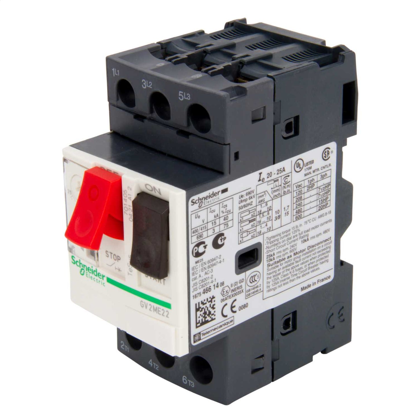 Schneider TeSys 20A to 25A 4kA Thermal Magnetic Circuit Breaker