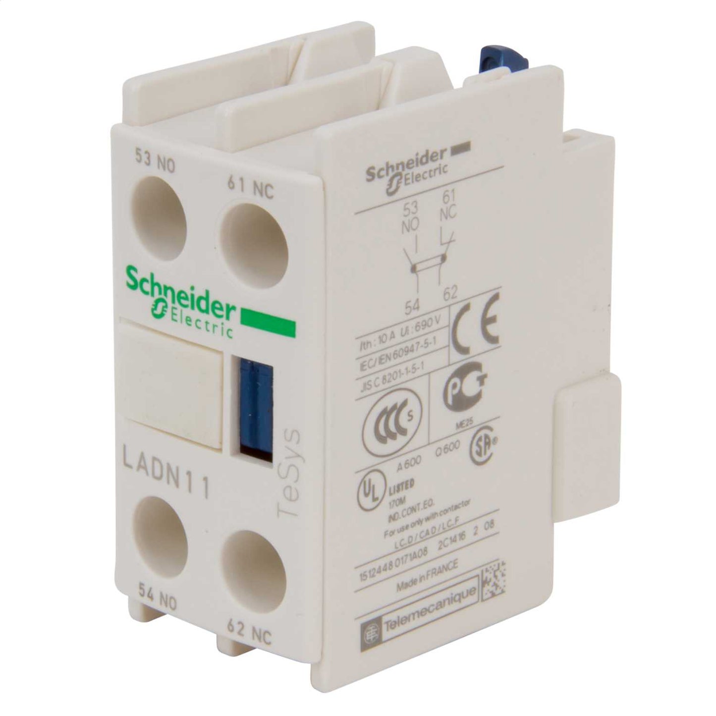 Schneider TeSys Auxiliary Contact Block 1 NO + 1 NC Contacts