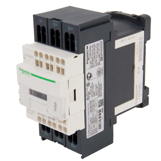 Schneider TeSys 9A Contactor 3 Pole 3 NO Contacts 24V DC Coil (Low Consumption Coil)