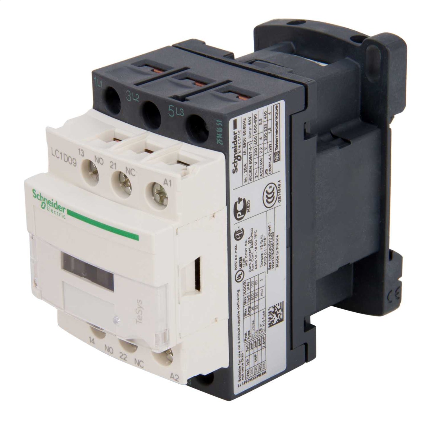 Schneider TeSys 9A Contactor 3 Pole 3 NO Contacts 230V AC Coil