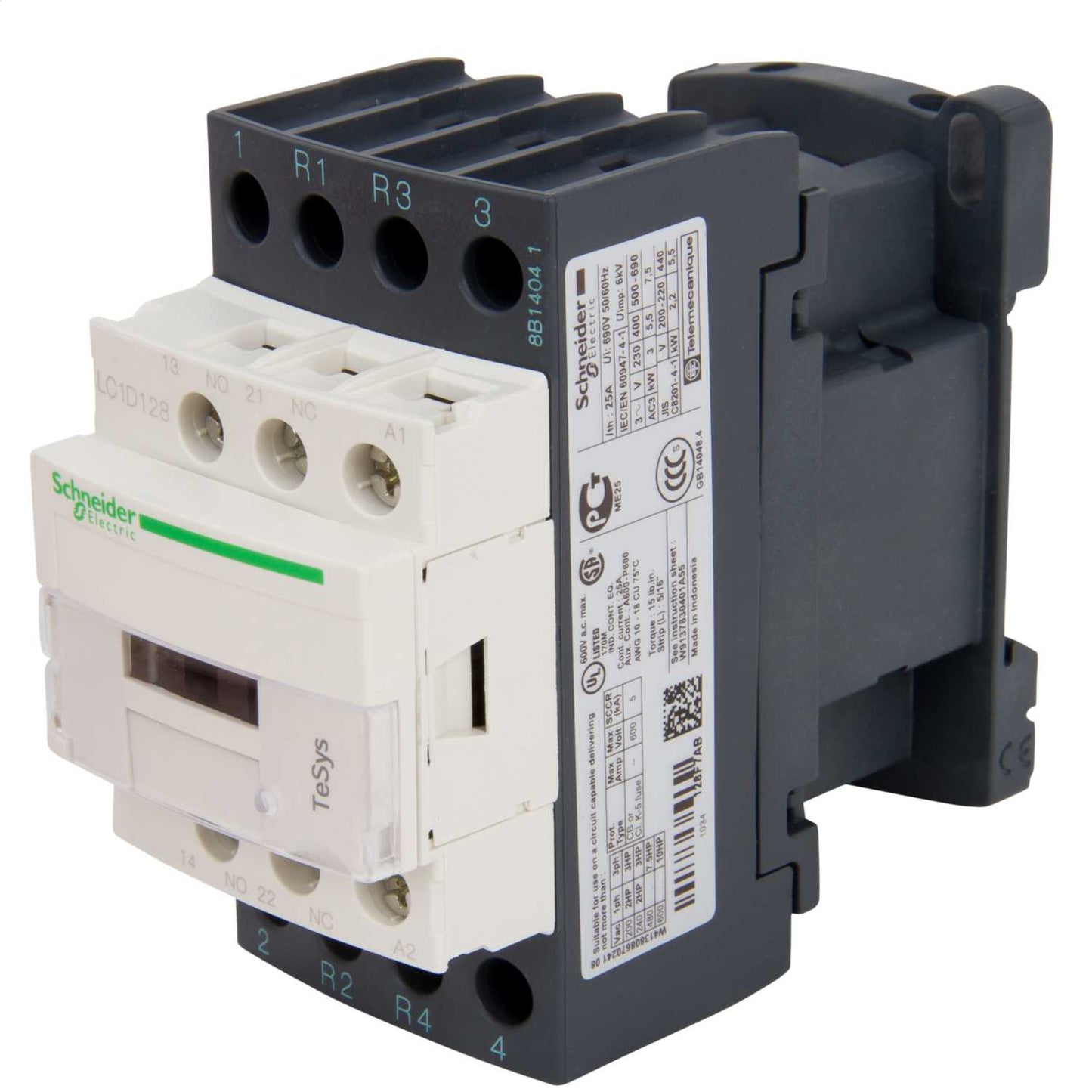 Schneider TeSys 25A Contactor 4 Pole 2 NO + 2 NC Contacts 110V AC Coil