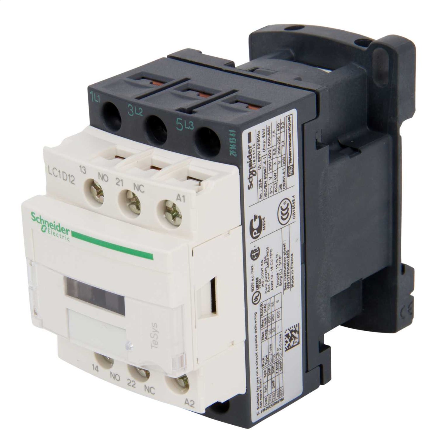Schneider TeSys 12A Contactor 3 Pole 3 NO Contacts 24V AC Coil