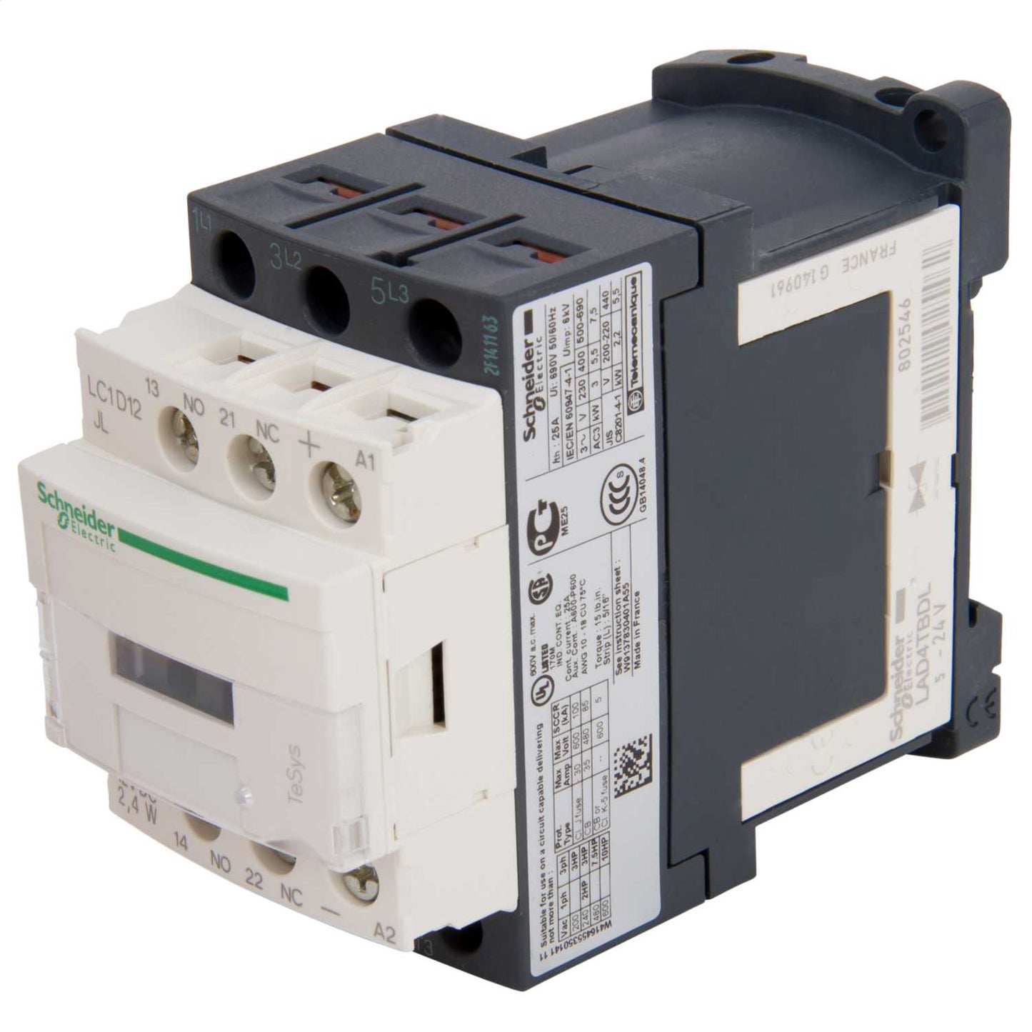 Schneider TeSys 12A Contactor 3 Pole 3 NC Contacts 12V DC Coil