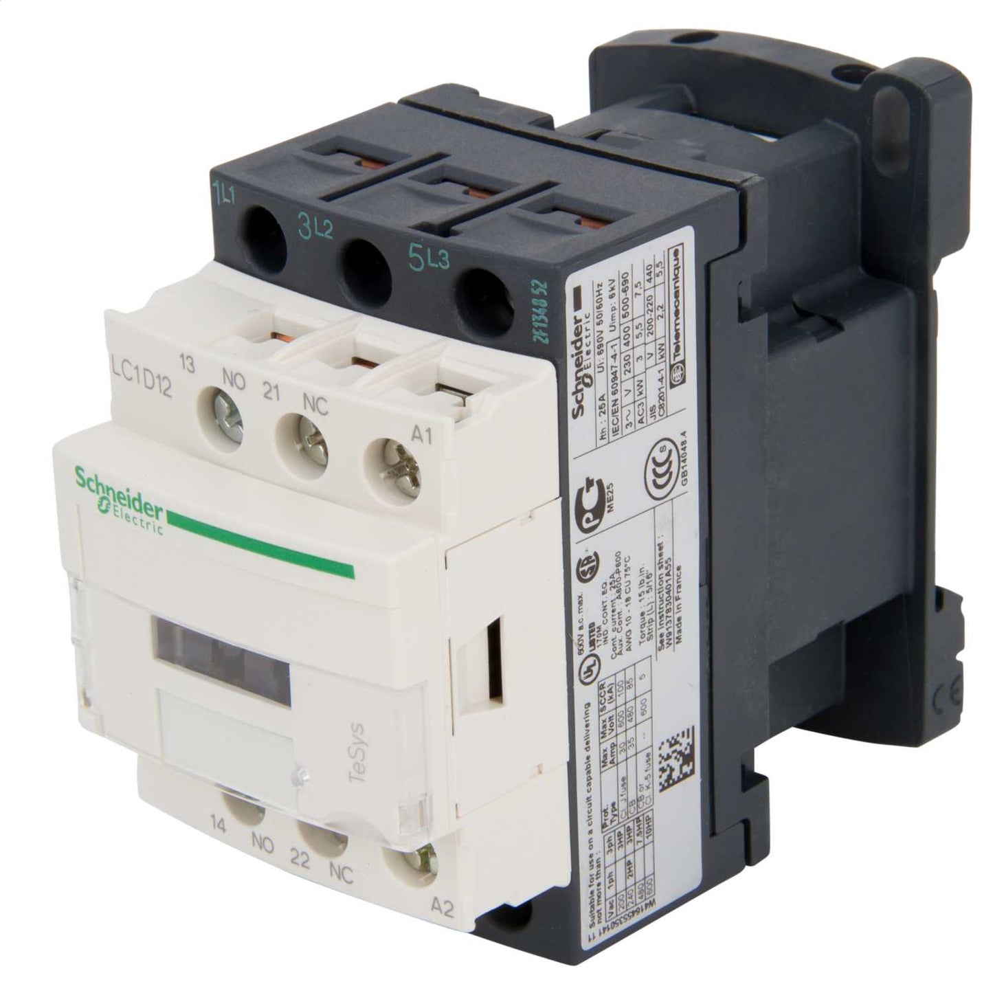 Schneider TeSys 12A Contactor 3 Pole 3 NO Contacts 220V AC Coil