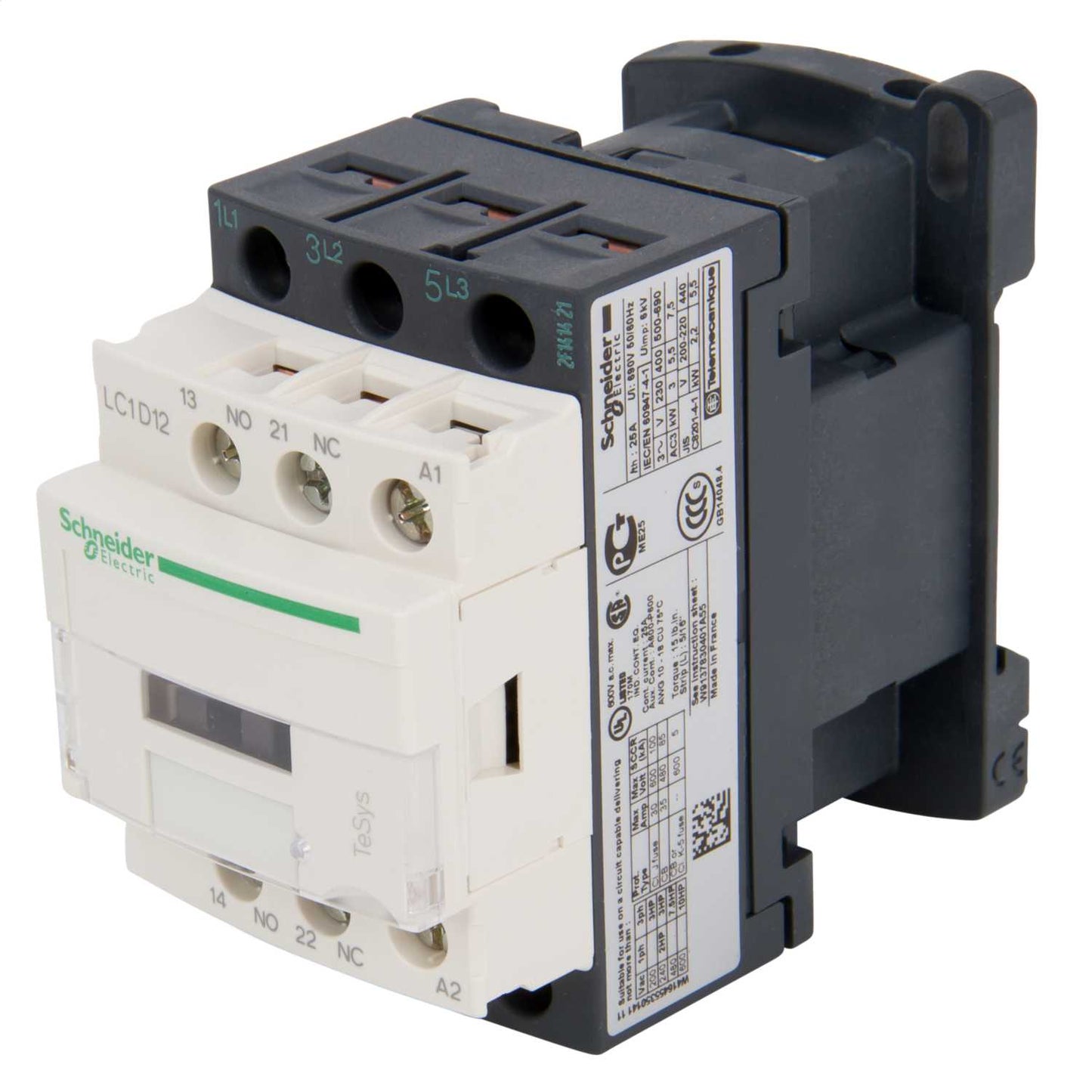 Schneider TeSys 12A Contactor 3 Pole 3 NO Contacts 240V Coil