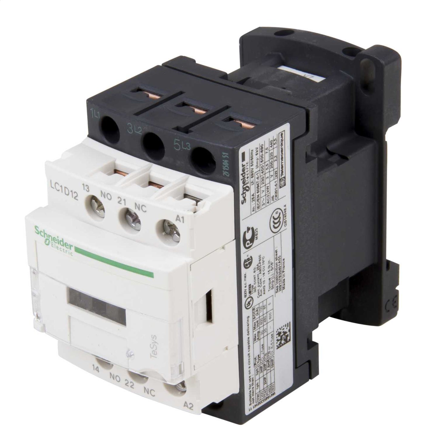 Schneider TeSys 12A Contactor 3 Pole 3 NO Contacts 400V Coil