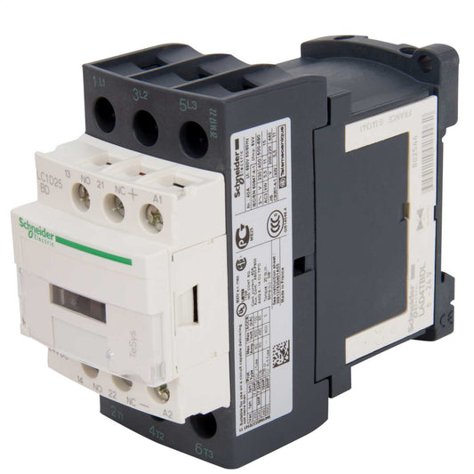 Schneider TeSys 25A Contactor 3 Pole 3 NO Contacts 24V DC Coil