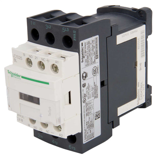 Schneider TeSys 25A Contactor 3 Pole 3 NO Contacts 24V DC Coil (Low Consumption Coil)