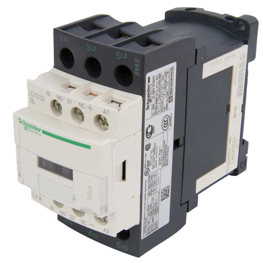 Schneider TeSys 32A Contactor 3 Pole 3 NO Contacts 24V DC Coil (Low Consumption Coil)