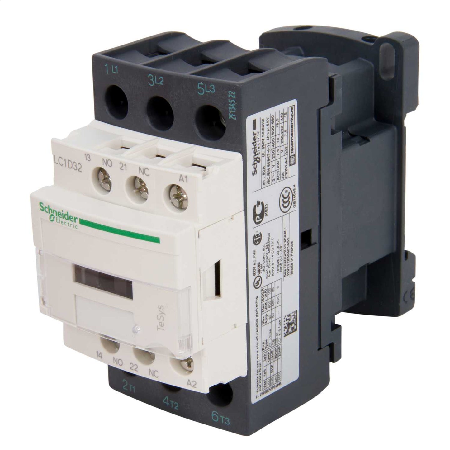 Schneider TeSys 32A Contactor 3 Pole 3 NO Contacts 415V AC Coil