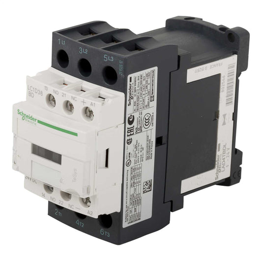 Schneider TeSys 38A Contactor 3 Pole 3 NO Contacts 24V DC Coil