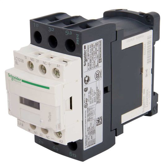 Schneider TeSys 38A Contactor 3 Pole 3 NO Contacts 24V DC Coil (Low Consumption Coil)