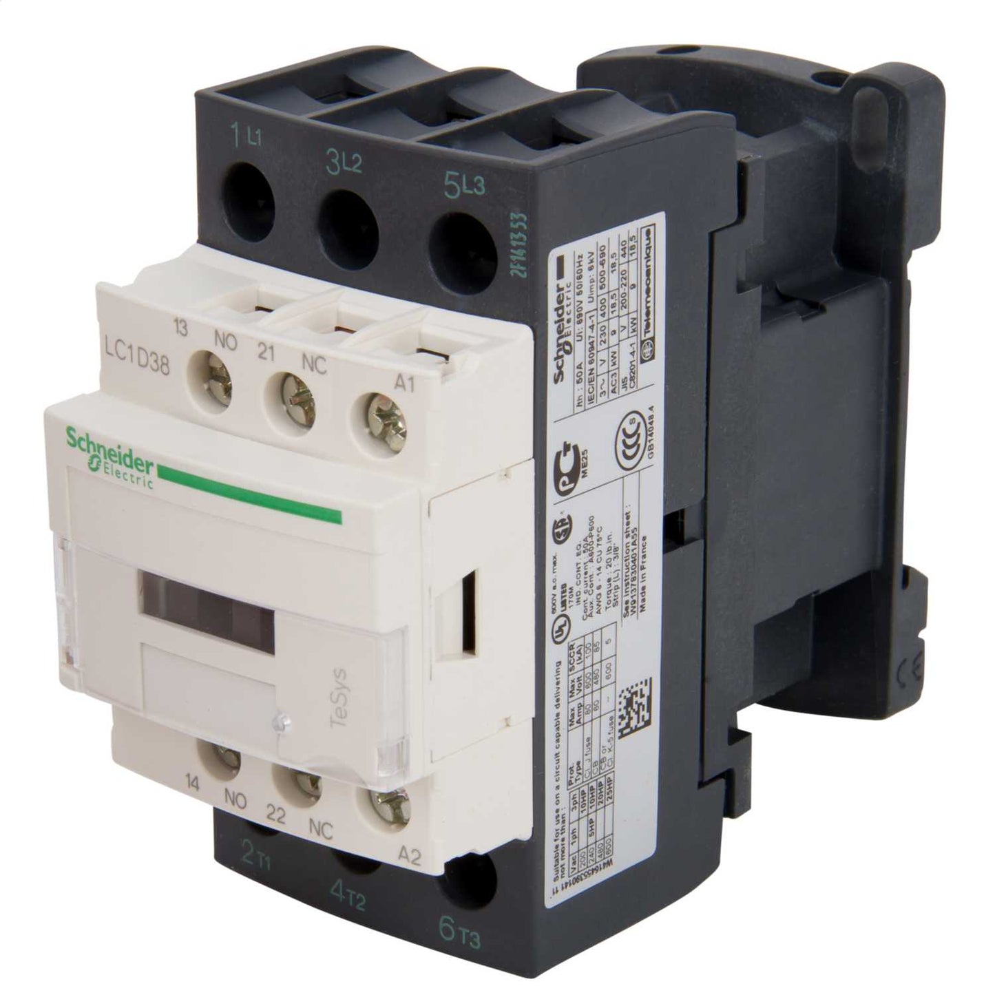 Schneider TeSys 38A Contactor 3 Pole 3 NO Contacts 415V AC Coil