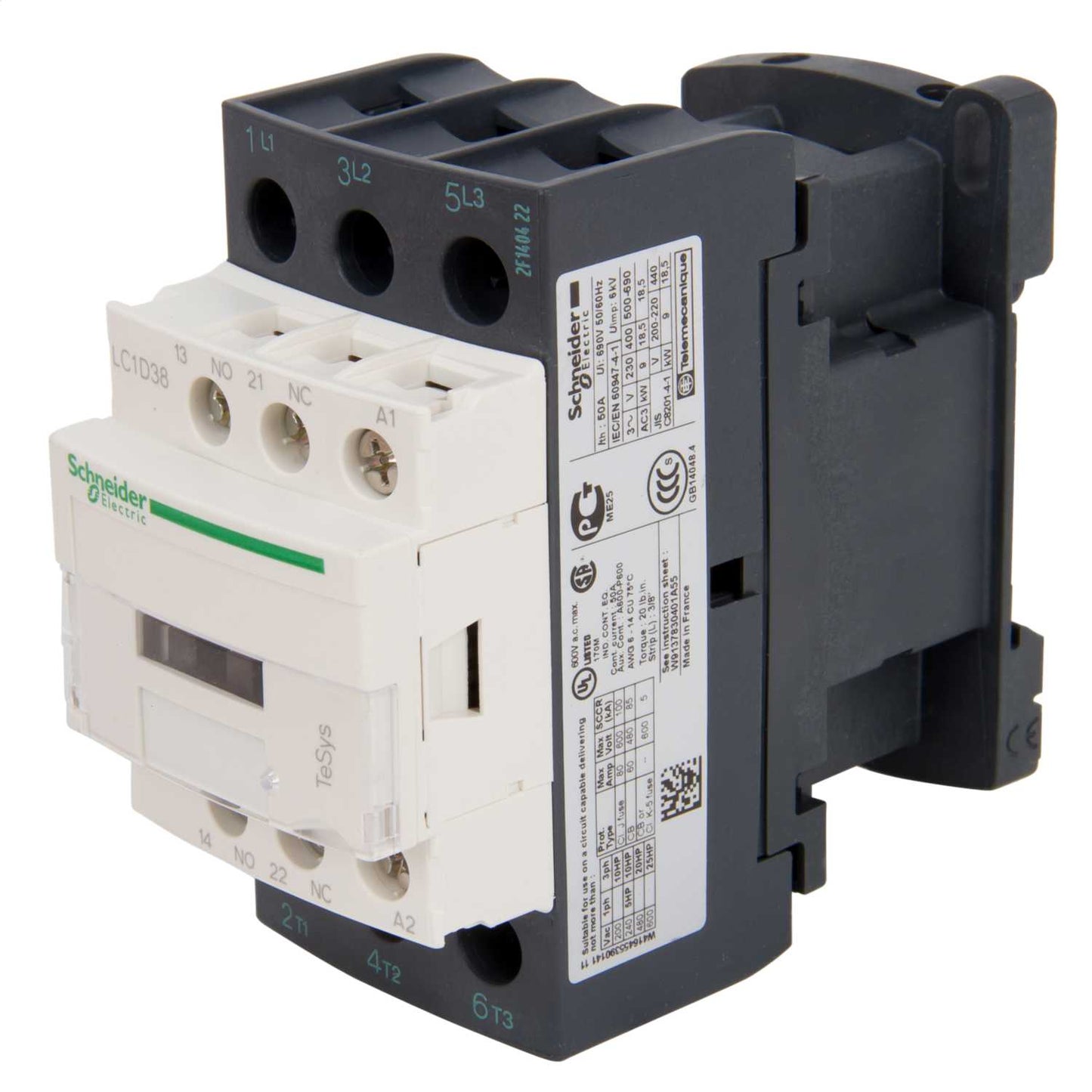 Schneider TeSys 38A Contactor 3 Pole 3 NO Contacts 240V AC Coil