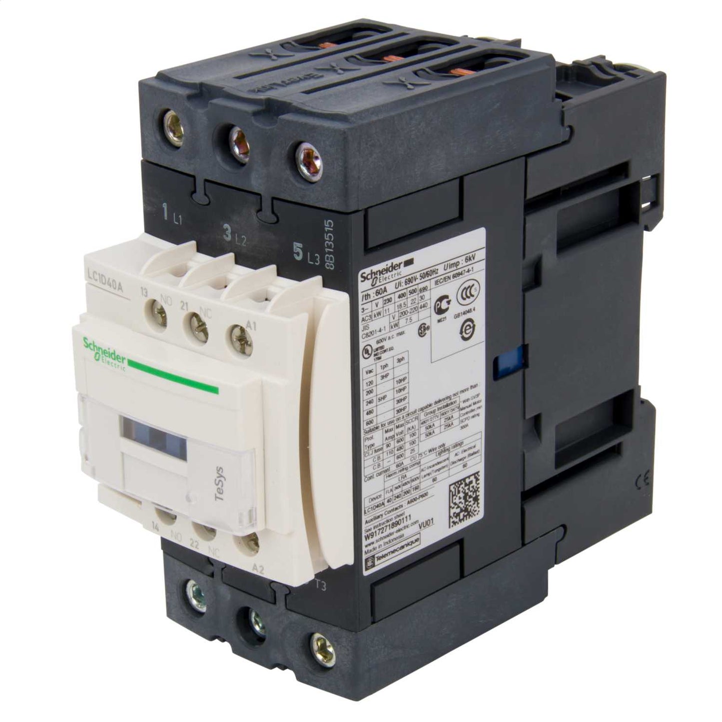 Schneider TeSys 40A Contactor 3 Pole 3 NO Contacts 240V AC Coil