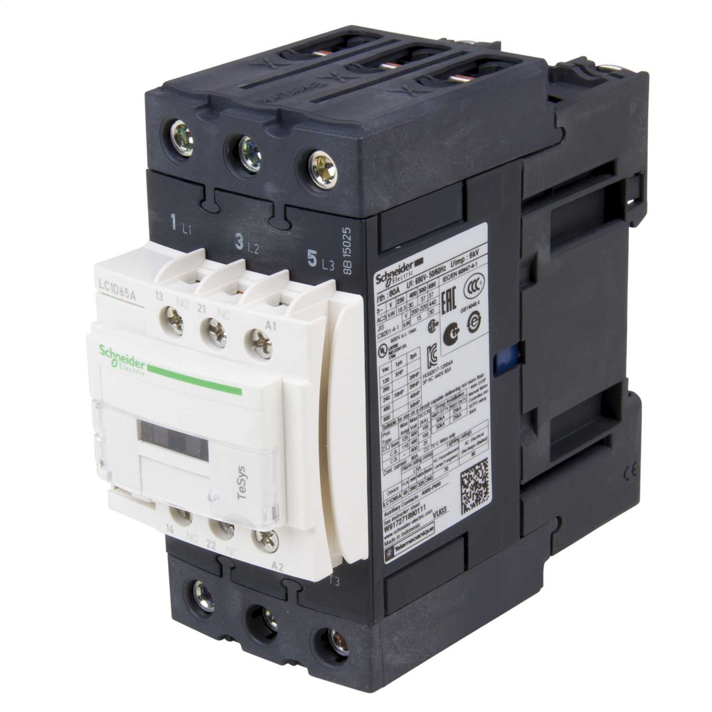 Schneider TeSys 65A Contactor 3 Pole 3 NO Contacts 230V AC Coil