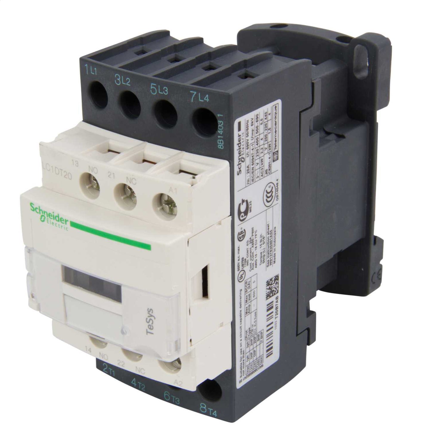 Schneider TeSys 20A Contactor 4 Pole 4 NO Contacts 24V AC Coil