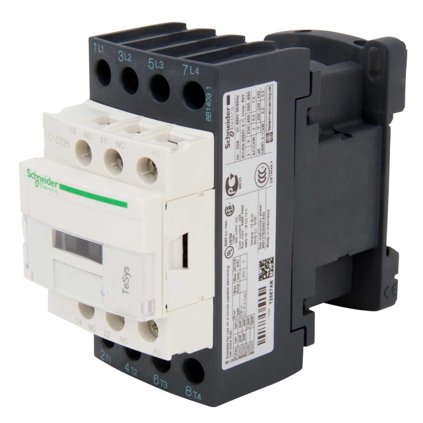 Schneider TeSys 25A Contactor 4 Pole 4 NO Contacts 48V AC Coil