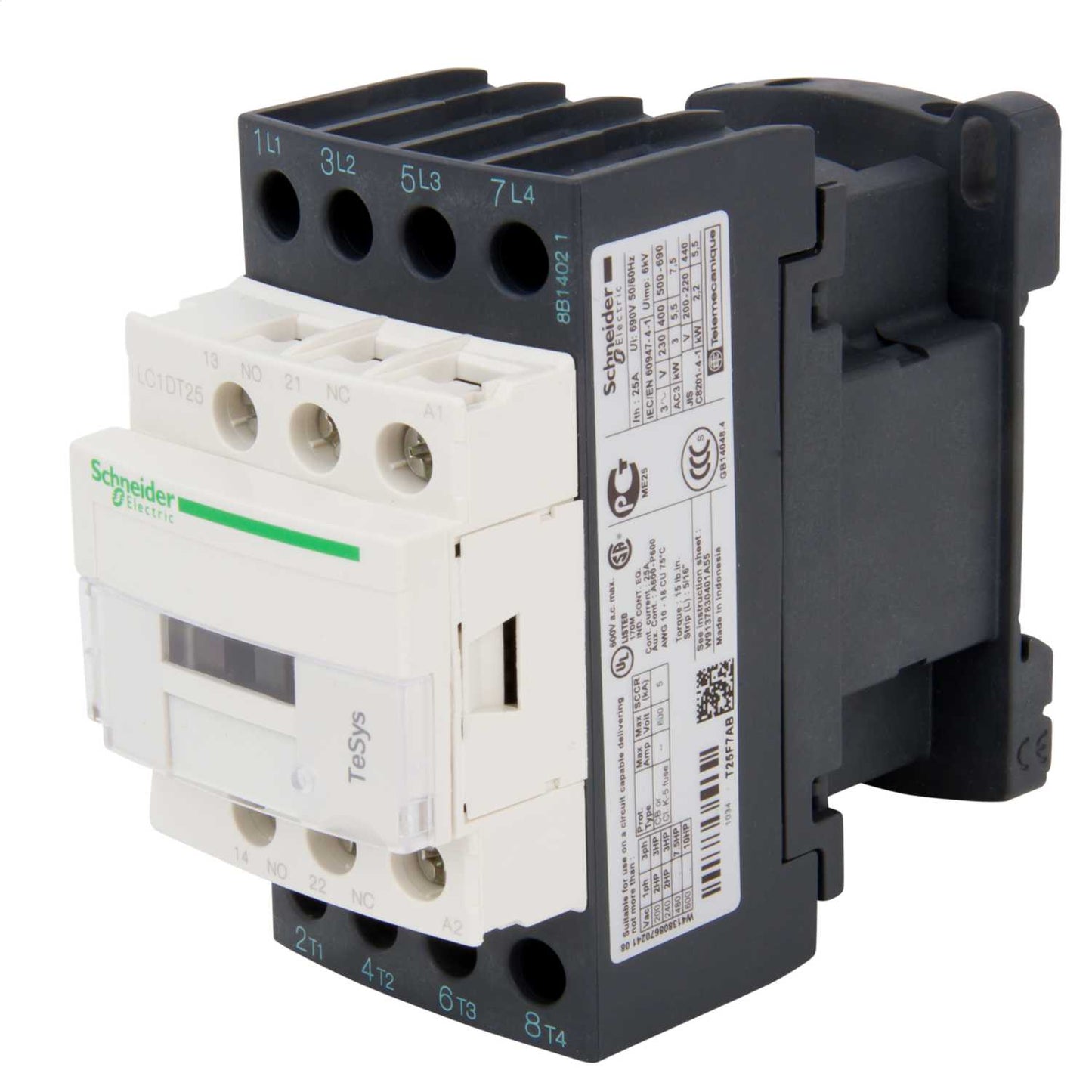 Schneider TeSys 25A Contactor 4 Pole 4 NO Contacts 110V AC Coil