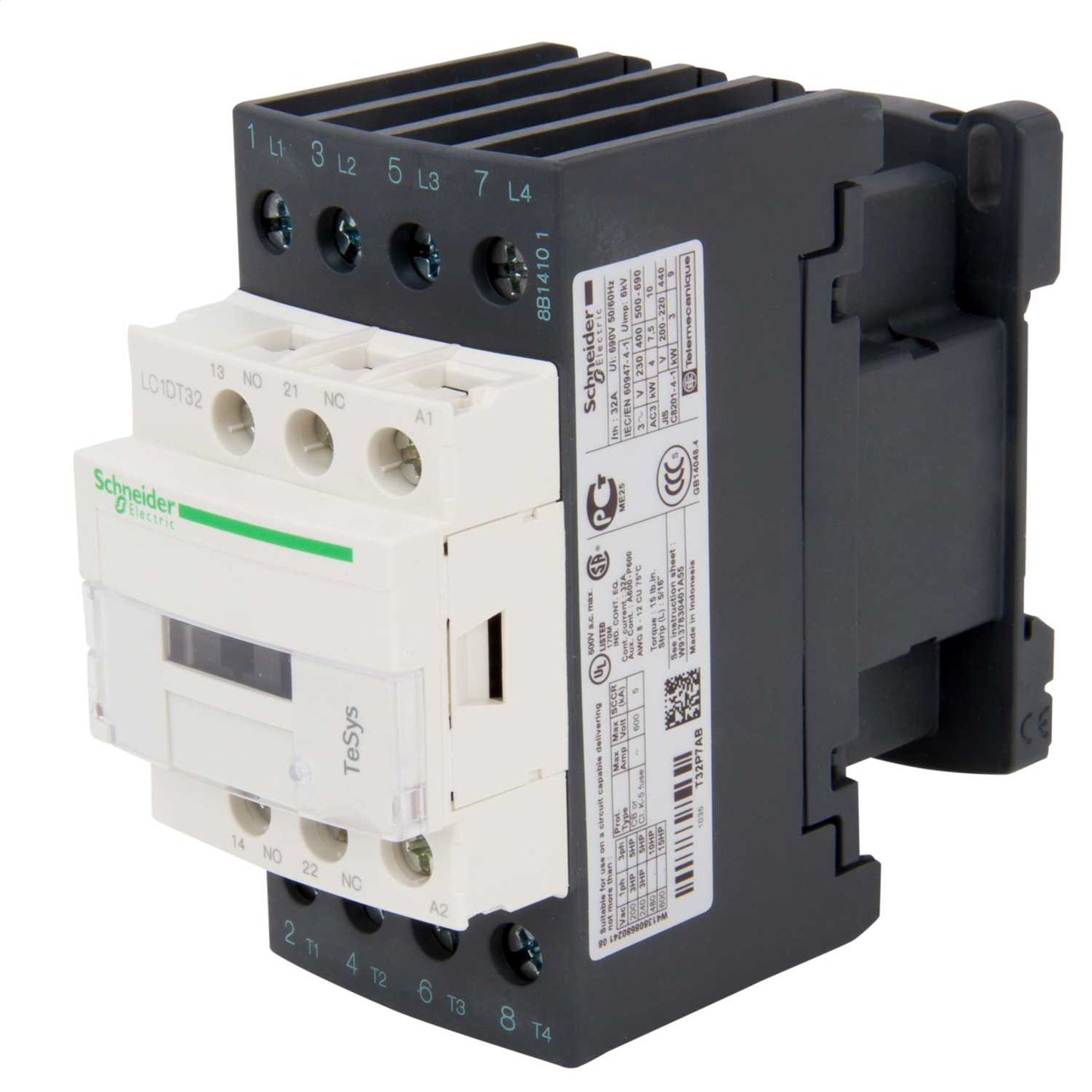 Schneider TeSys 32A Contactor 4 Pole 4 NO Contacts 230V AC Coil