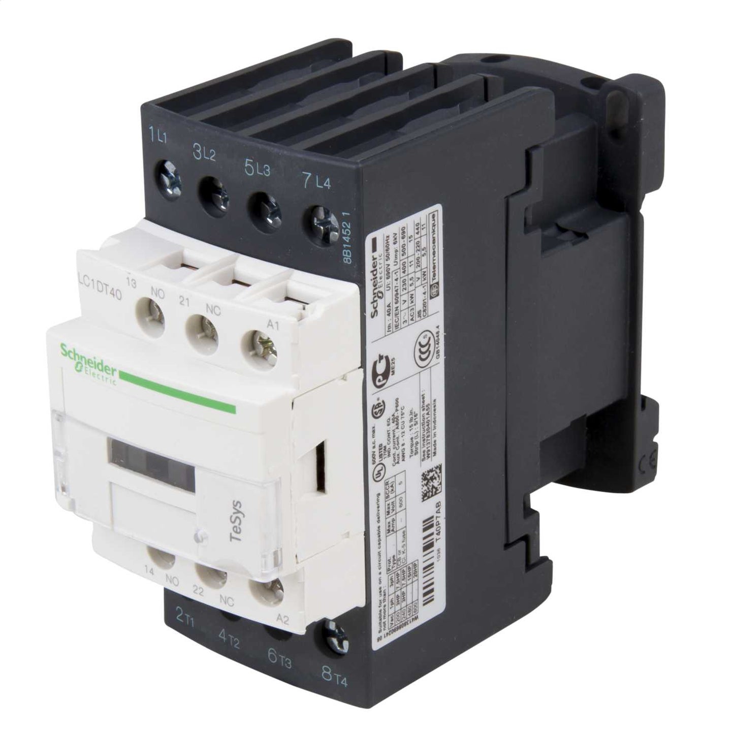 Schneider TeSys 40A Contactor 4 Pole 4 NO Contacts 230V AC Coil