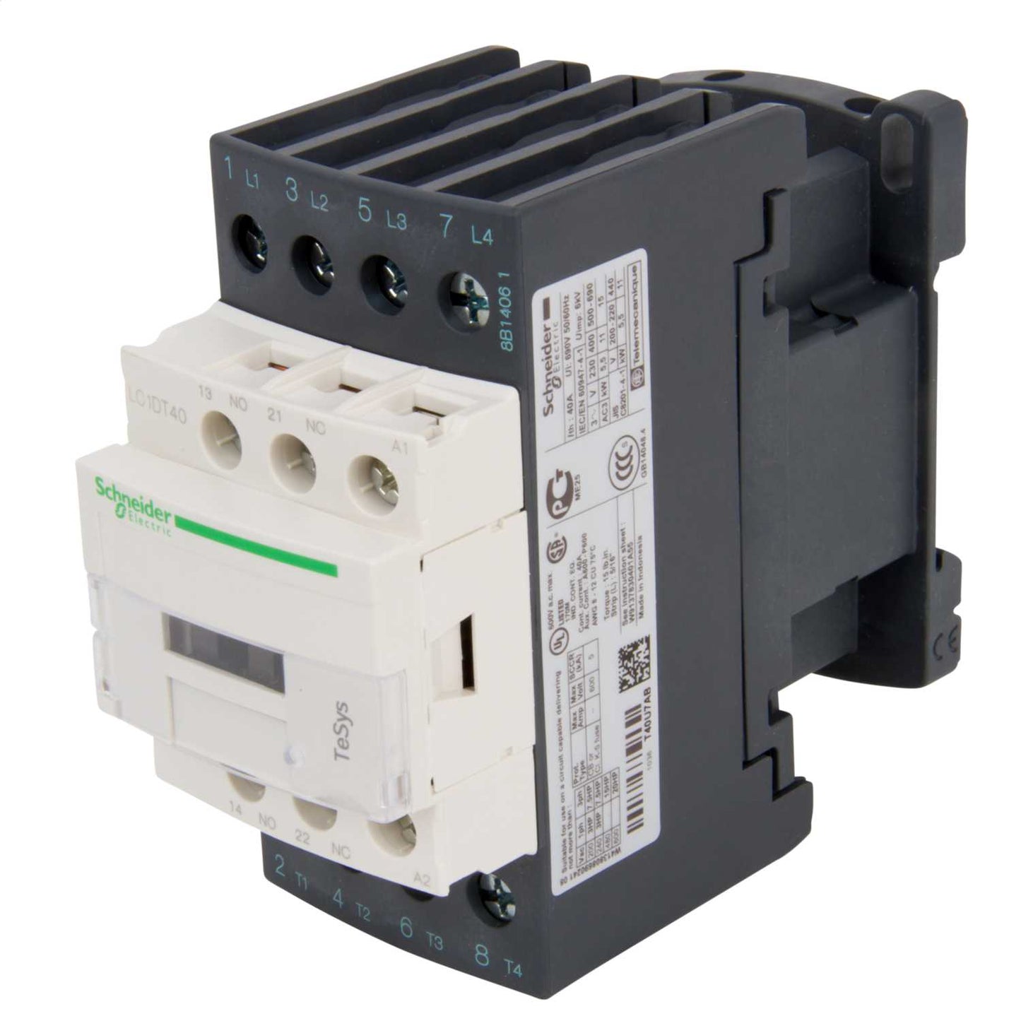 Schneider TeSys 40A Contactor 4 Pole 4 NO Contacts 240V Coil