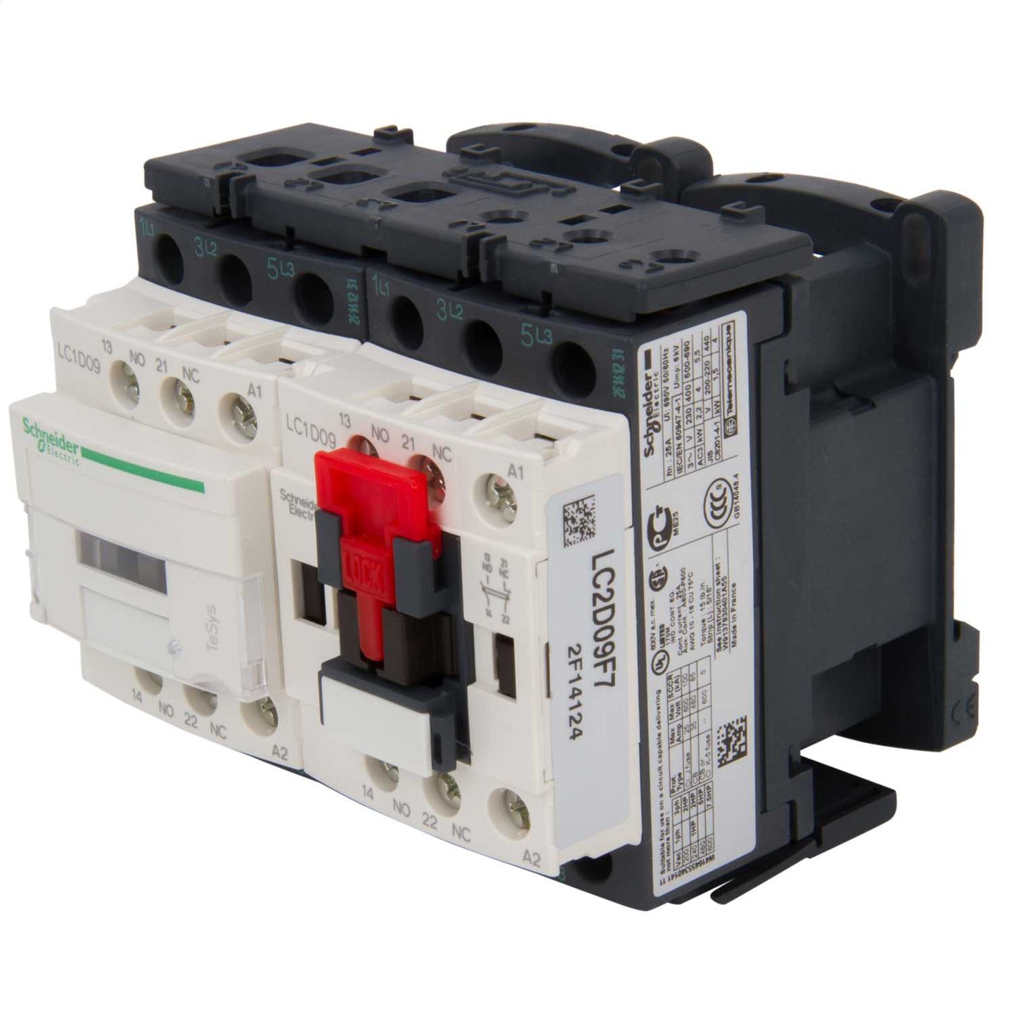 Schneider TeSys 9A Reversing Contactor 3 Pole 3 NO Contacts 110V AC Coil