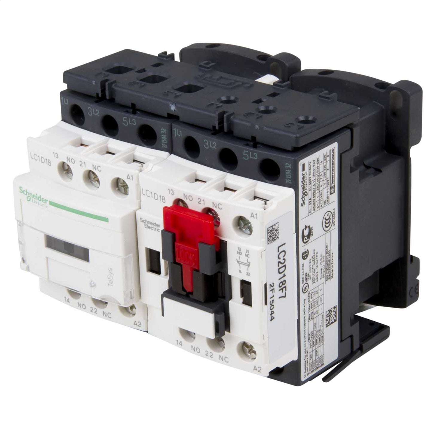 Schneider TeSys 18A Reversing Contactor 3 Pole 3 NO Contact 110V AC Coil