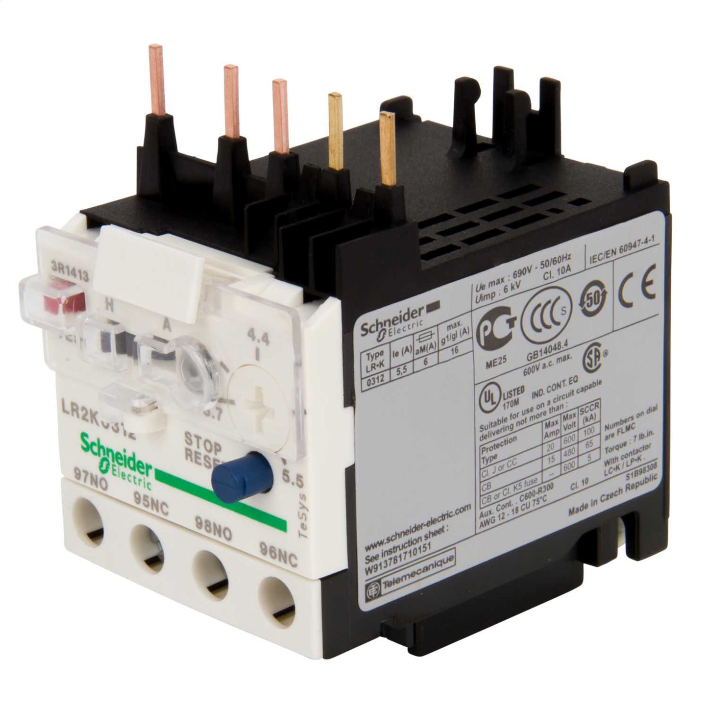 Schneider TeSys 3.7 - 5.5A Differential Thermal Overload Relay
