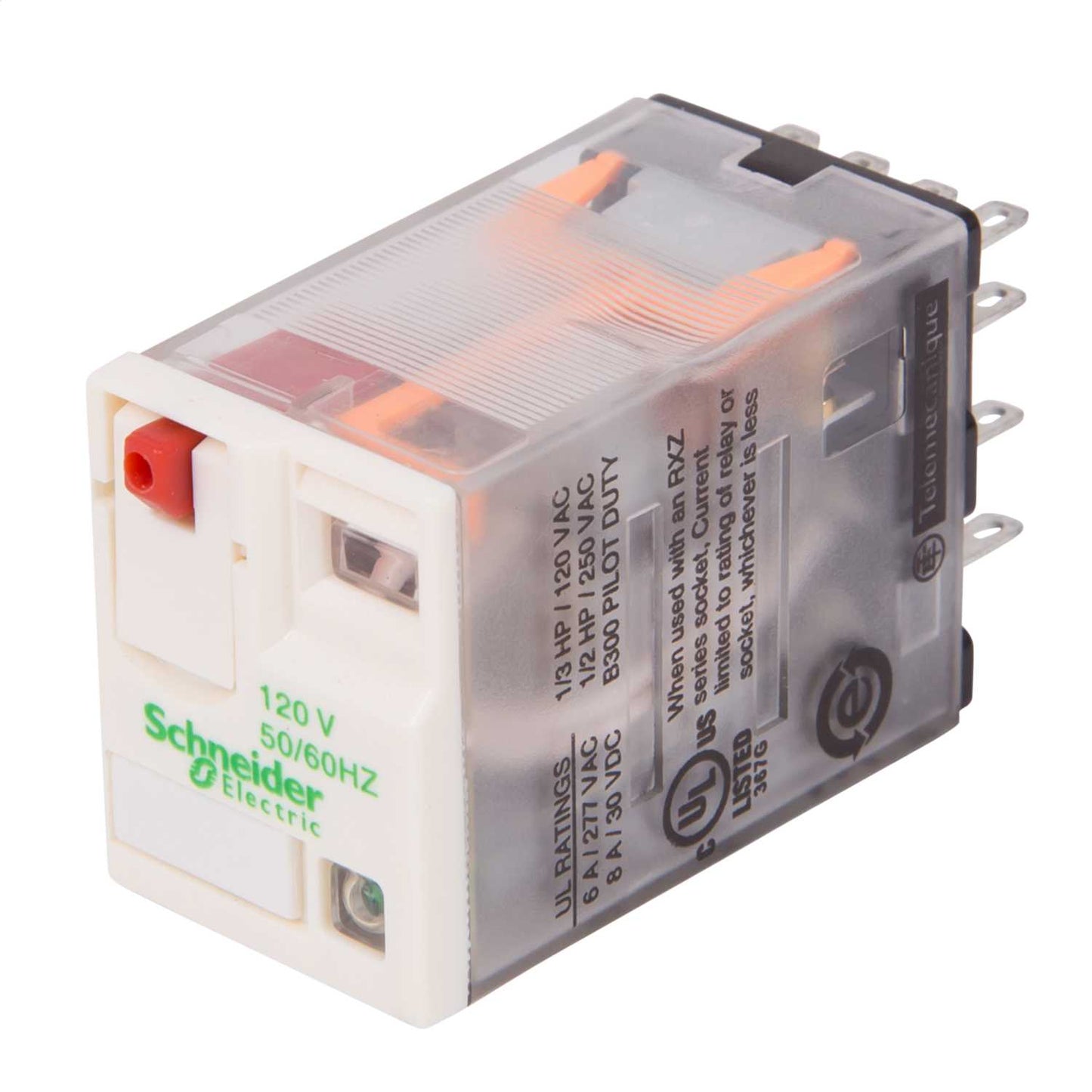 Schneider Harmony Relay 14 Pin 120V AC 6A Miniature Plug In Relay with LED