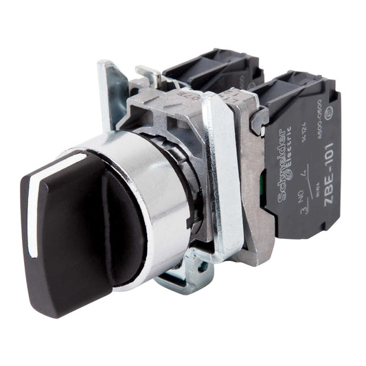Schneider Harmony 3 Position Spring Return 2 NO Selector Switch Black