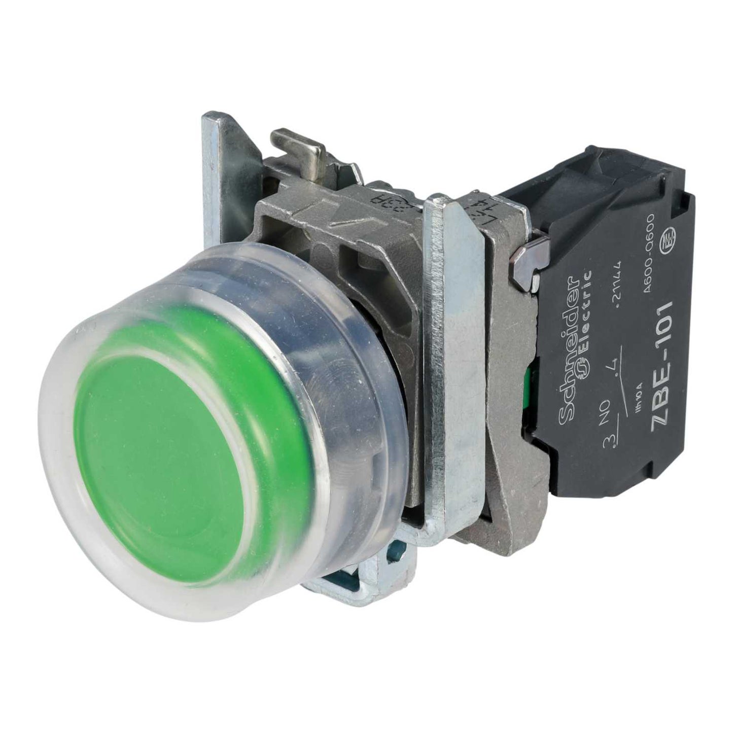 Schneider Harmony Flush Spring Return 1 NO Booted Pushbutton Green