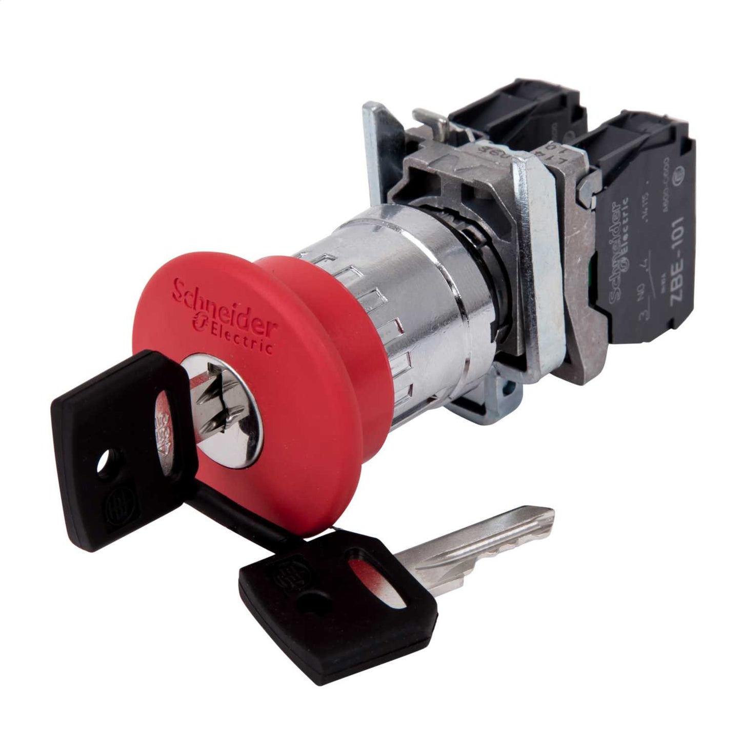 Schneider Harmony Emergency Stop Mushroom Head Key Release 1NO + 1NC Pushbutton Red