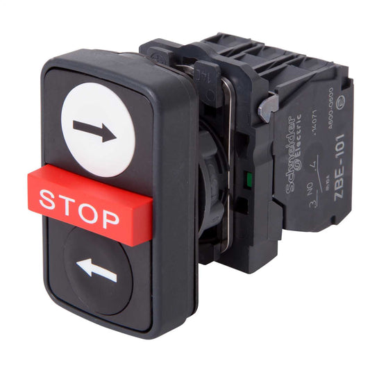 Schneider Harmony Flush Momentary Left / Right / Stop 2 NO + 1 NC Pushbutton