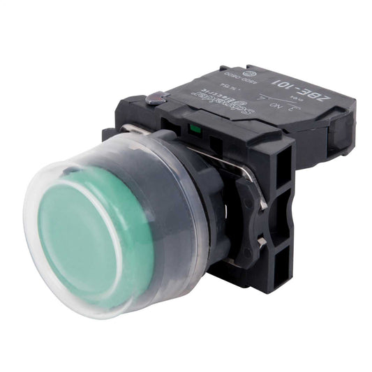 Schneider Harmony Flush Booted Spring Return 1 NO Pushbutton Green