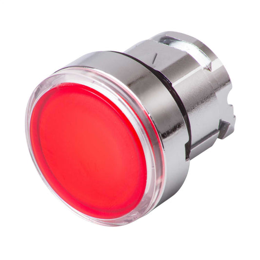 Schneider Harmony Flush Illuminated Chrome Pushbutton Red Spring Return for Integral LED