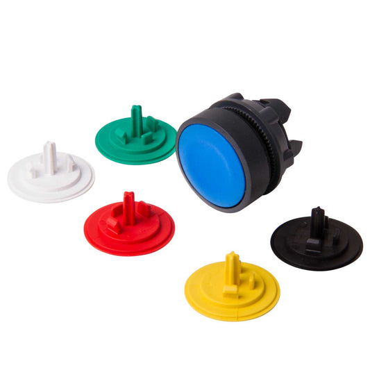 Schneider Harmony Spring Return Flush Pushbutton with 6 Multi Coloured Caps