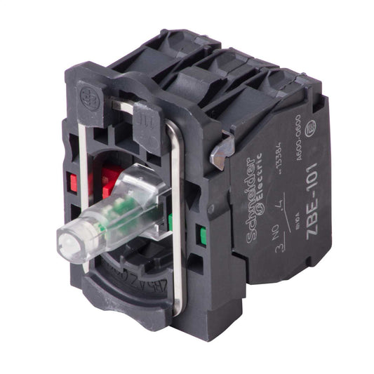 Schneider Harmony 110V Light Block with Body / Fixing Collar 1 NO + 1 NC Green LED