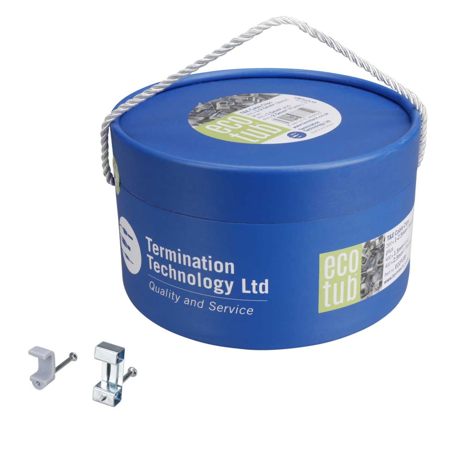 Termination Technology Trade Tub Mixed Metal and Plastic Twin and Earth Cable Clips (Tub of 1000)
