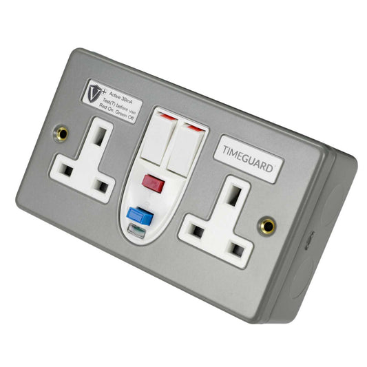 Timeguard 13A 2 Gang Active RCD Socket Metal Clad