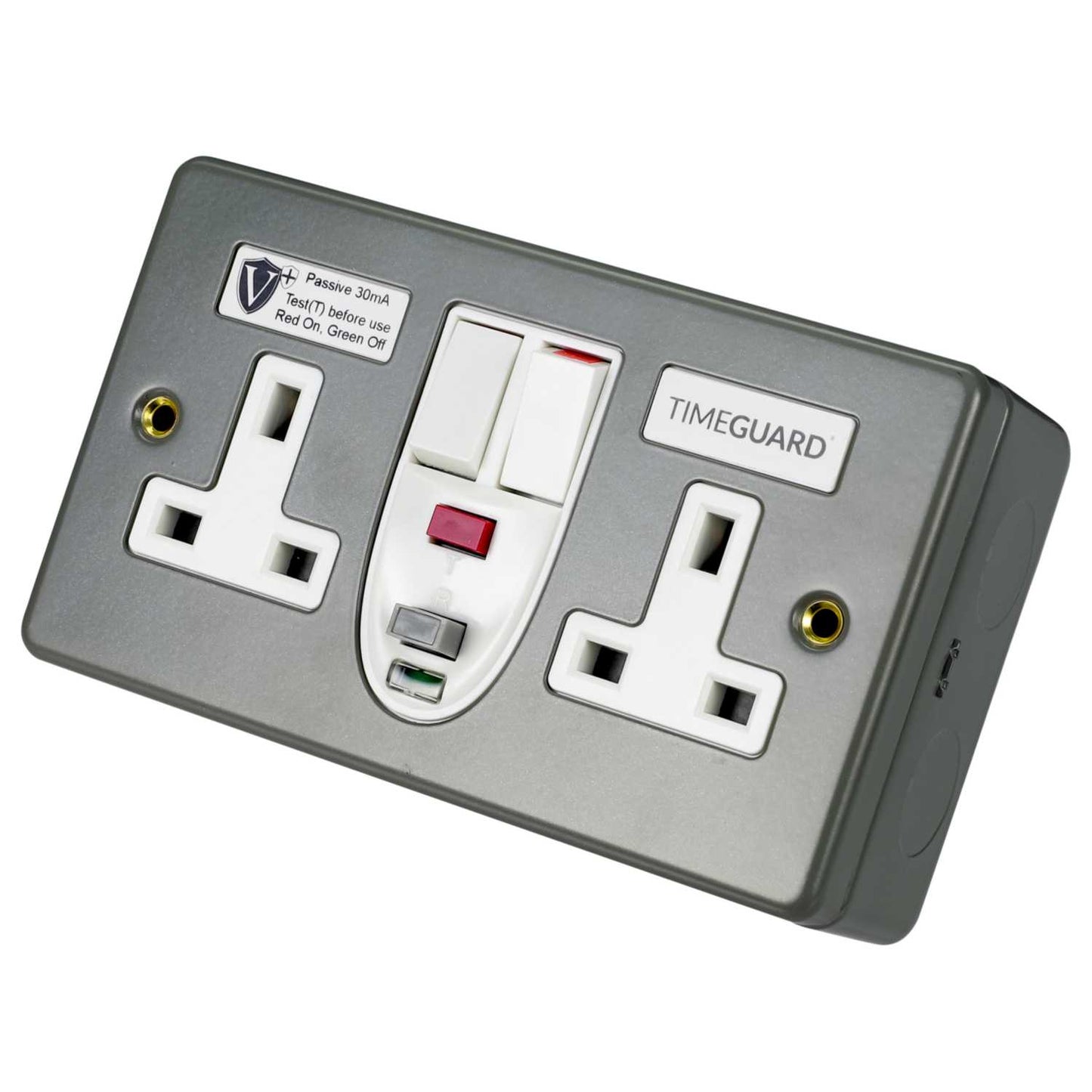 Timeguard 13A 2 Gang Passive RCD Socket Metal Clad