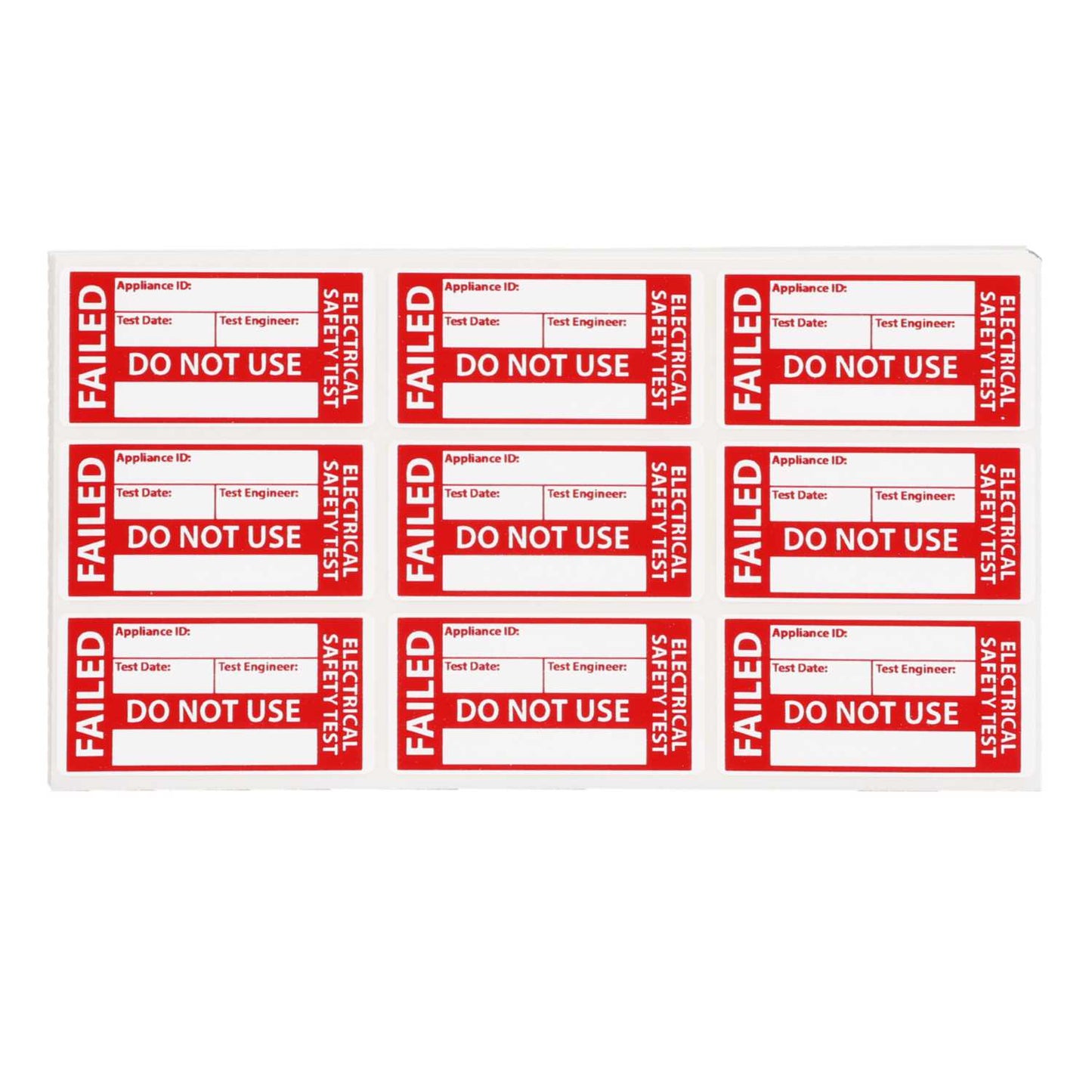 TIS Fail Labels for Portable Appliance Testing (Pack of 200)