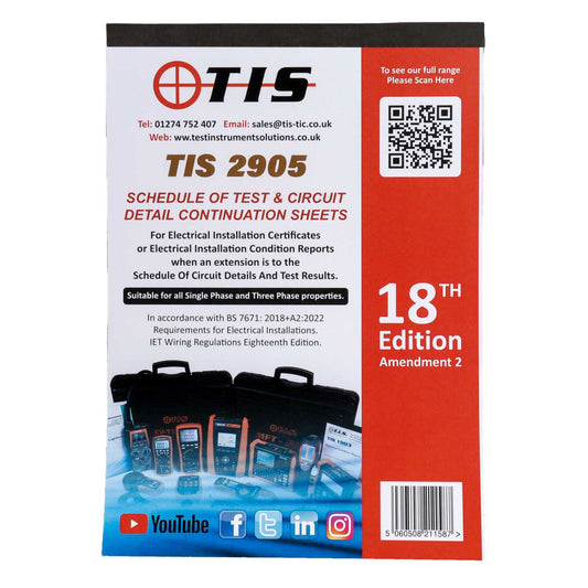 TIS Schedule of Circuit Details and Test Results