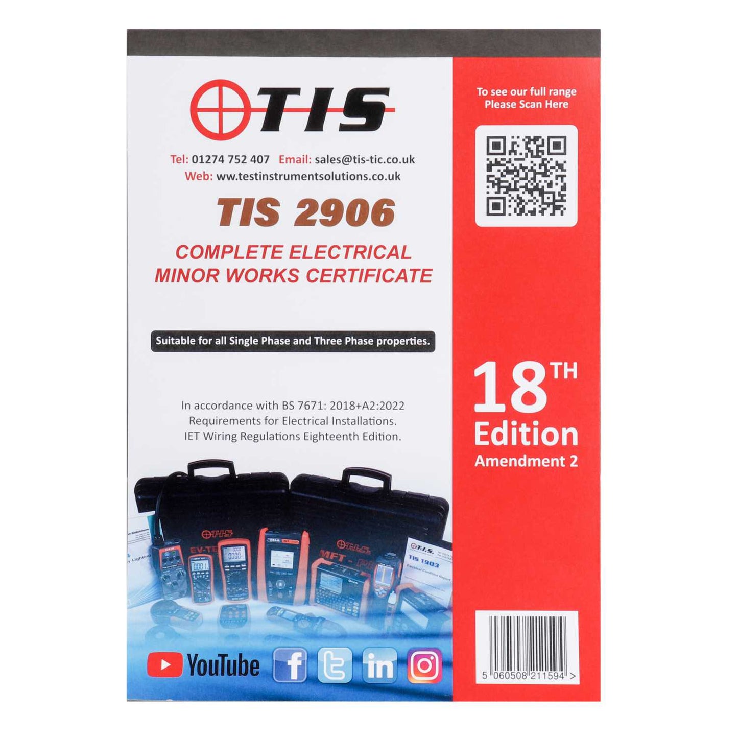 TIS Complete Electrical Minor Works Certificate 18th Edition Amendment 2