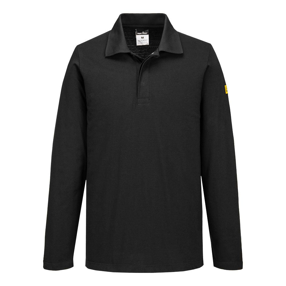 Anti-Static ESD Polo Shirt L/S, 4XL, R, Black